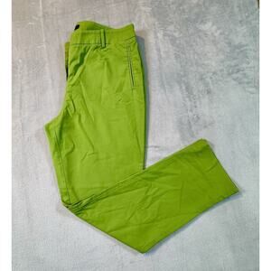 Lafayette 148 Women’s Green Lime Cropped Pants Chino Size 8 Stretch Cotton Ankle
